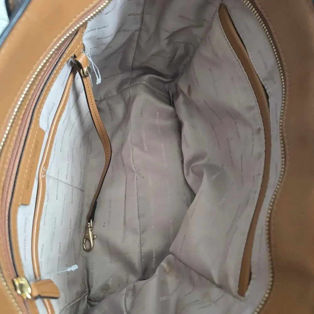 Michael Kors Mobwife Whitney Two-Tone Brown Logo Small Designer Tote Bag
